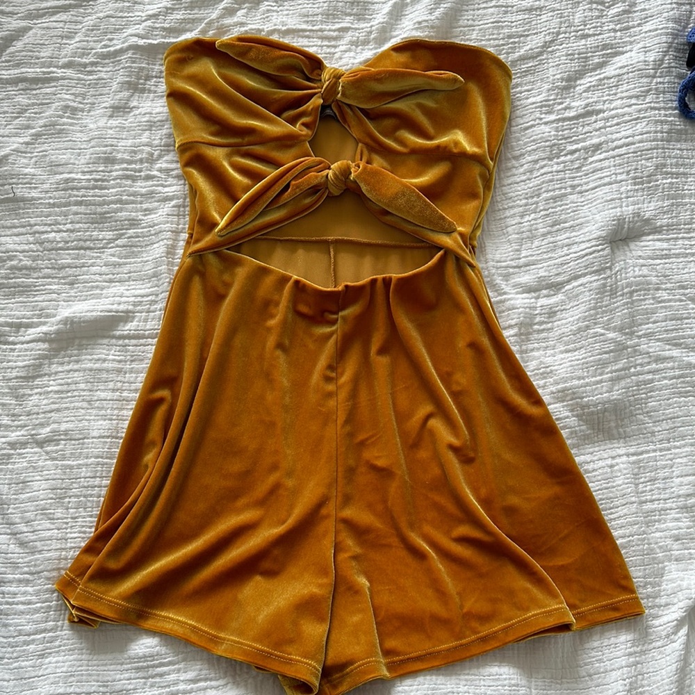 Yellow Gold Velvet Romper